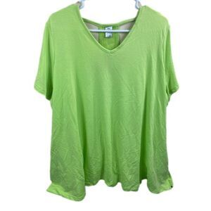 Ave Leisure Blouse Womens Size 22/24 Green Short Sleeve T Shirt Wrap Stretch NEW